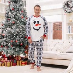 PatPat Matching Christmas Pajamas Family Snowman Pattern Long Sleeves PJs Sets