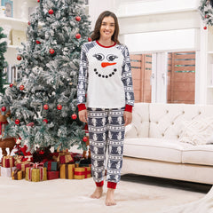 PatPat Matching Christmas Pajamas Family Snowman Pattern Long Sleeves PJs Sets