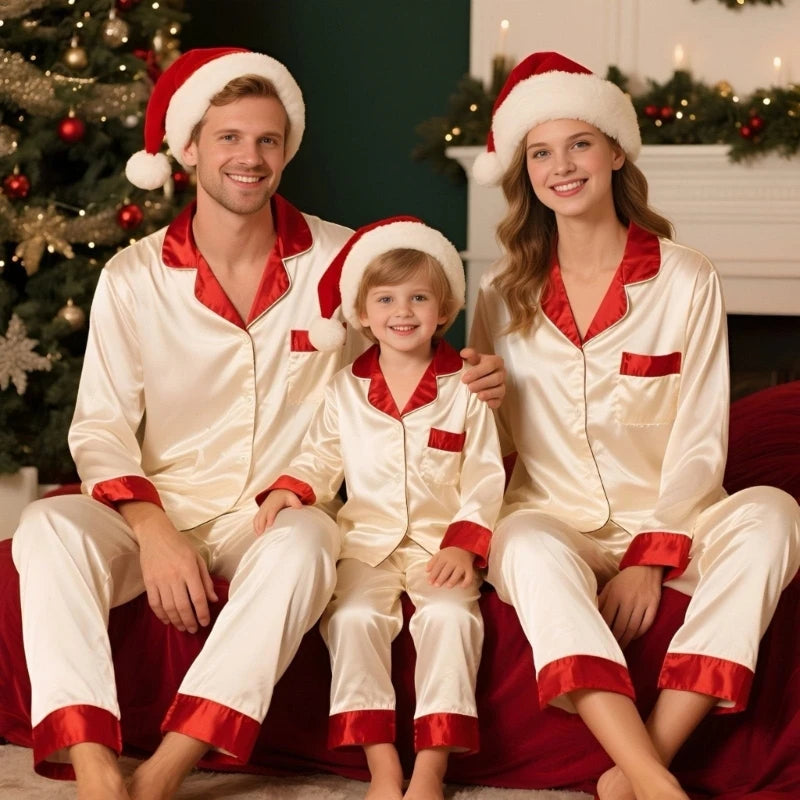 Family Christmas Matching Silk Satin Set